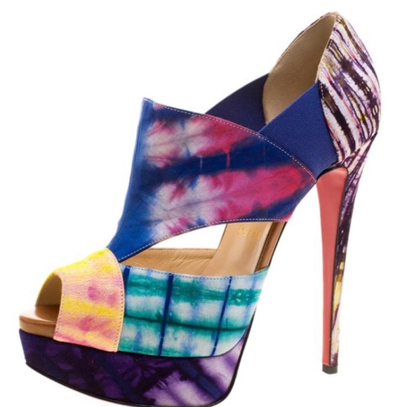 Christian Louboutin Pitou 150 Bazin Cutout Printed Red Sole Bootie Women 37.5 - Picture 13 of 14